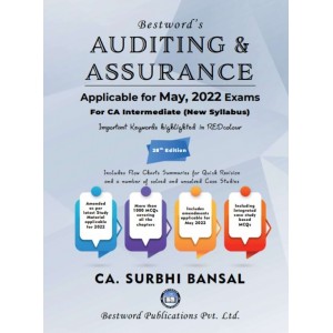CA. Surbhi Bansal's Auditing & Assurance for CA Intermediate May 2022 Exam [New Syllabus] by Bestword Publications